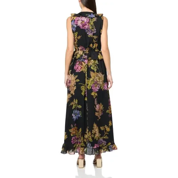 Kobi Halperin Floral Lesley Ruffle Midi Dress Women's Size S NWT